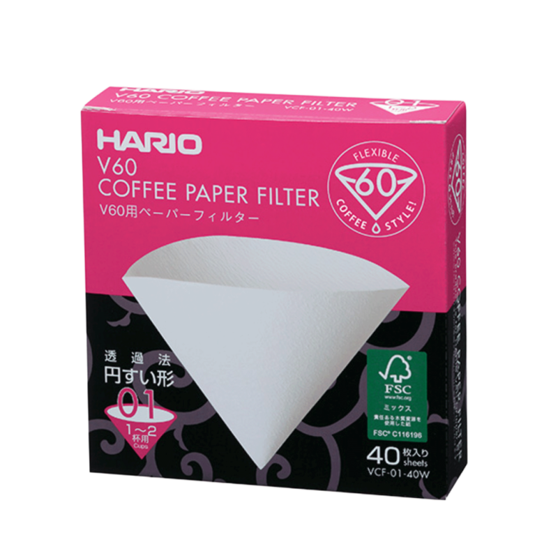 V60 Papirfilter 01, 40 stk. i Boks
